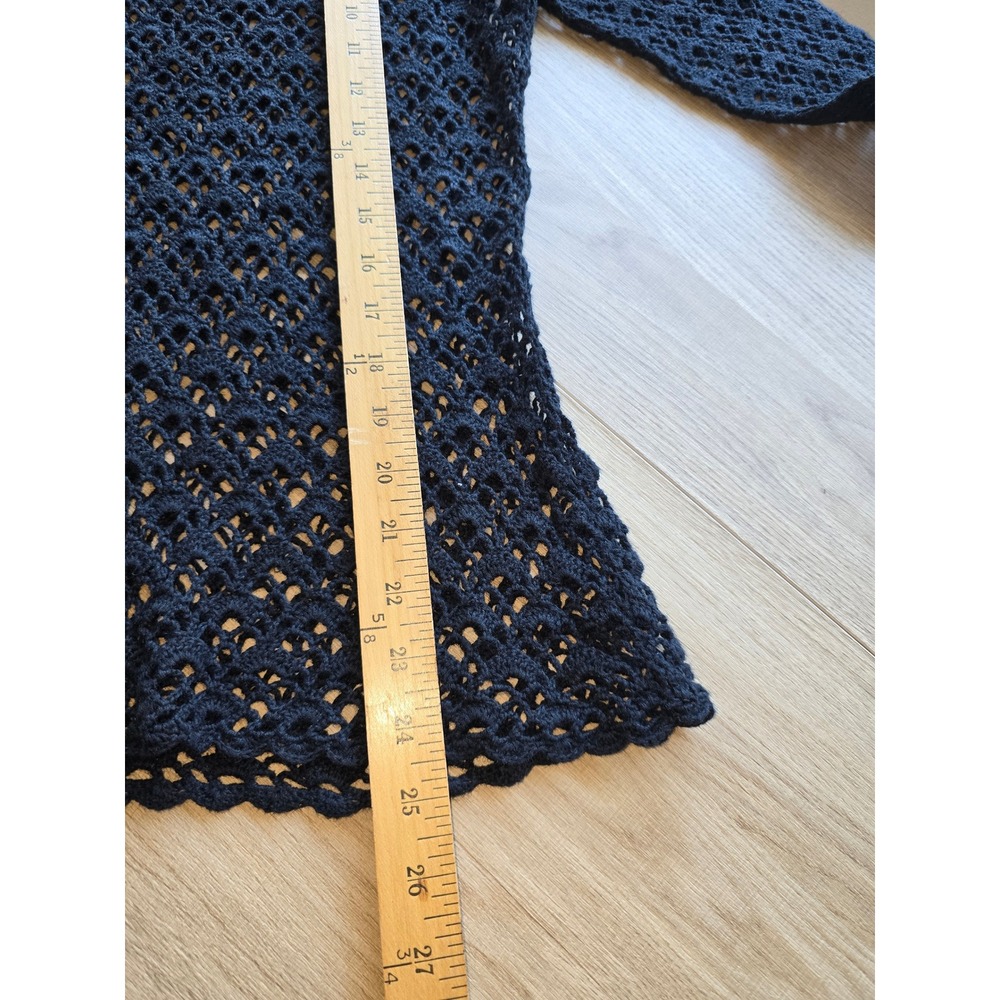 Women Crochet Open Knit Top Black Gothic Boho Sheer Pullover 90s grunge festival - Picture 6 of 9